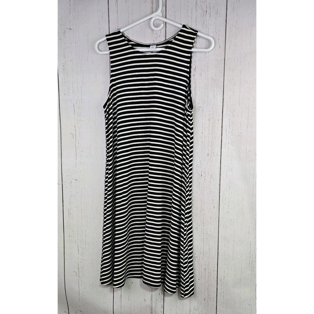 Old Navy Women's Large Black &‎ White Striped Tank Dress Summer Beach